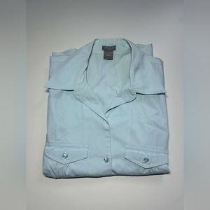 Ann Taylor, Baby blue, Short sleeved Women's button up shirt. Size 10